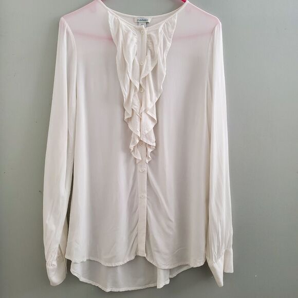 Sundance Eloquence Ivory Long Sleeve Ruffle Button Front Blouse Top XS - Picture 1 of 9